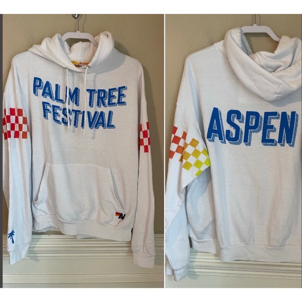 Aviator Nation Palm Tree Festival Aspen Hoodie Mens Large Limited Rare